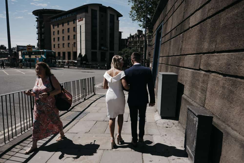 bride and groom walking