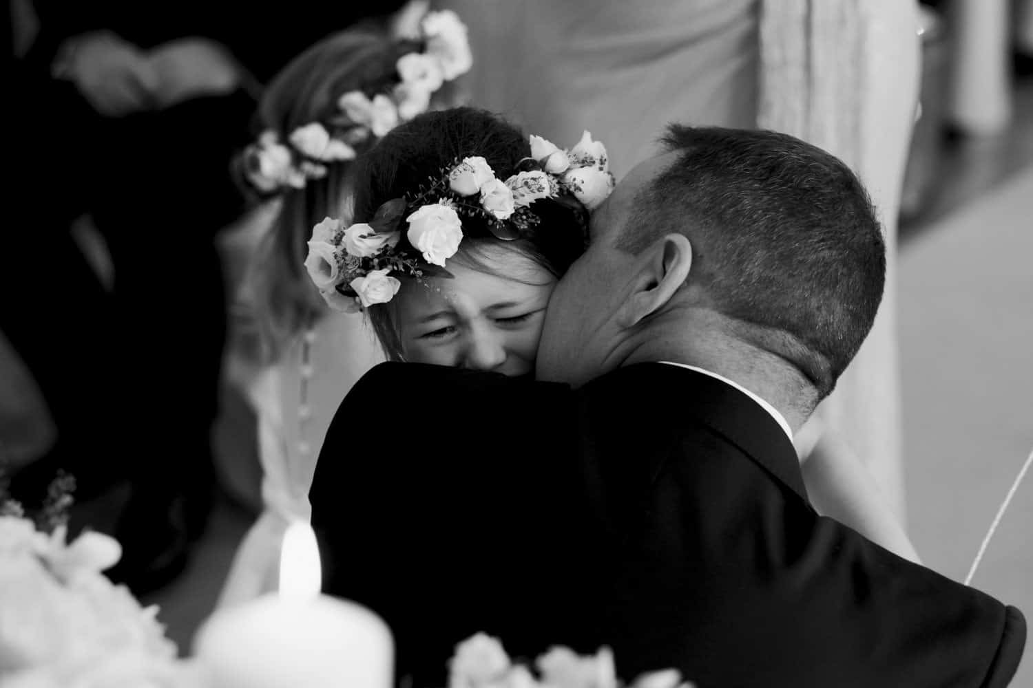 flower girl and her dad